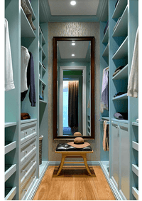 Параллельная гардеробная комната с большим зеркалом Минск