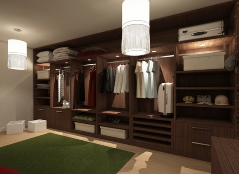 Классическая гардеробная комната из массива с подсветкой Минск
